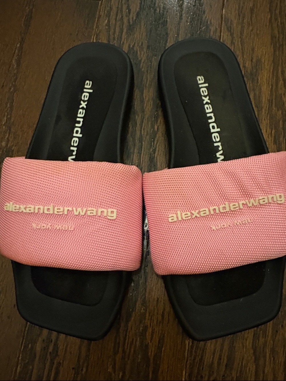 Alexander Wang Pink Logo Slide Sandals